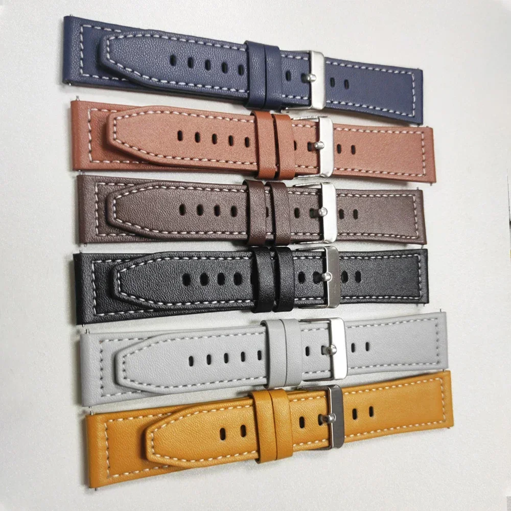 Genuine Leather Quick Release Smartwatch Band - Elegant 20mm/22mm Watch Strap Bracelet