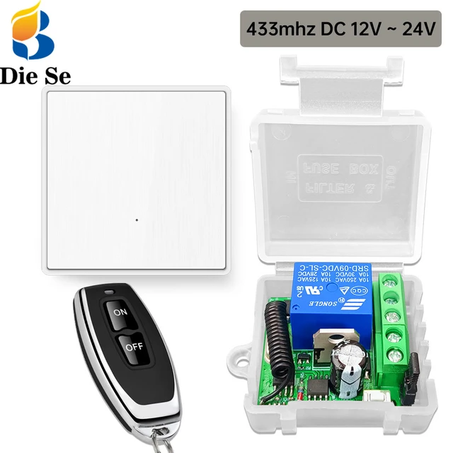 Diese 433mhz rf drahtloses fernbedienung schalter modul dc 12v 24v nass  kontakt relais empfänger ein aus sender, für led lüfter licht - AliExpress