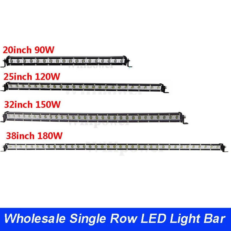 

Wholesale 20 pcs Slim LED Light Bar Single Row 20" 25" 32" 38 inch 120W 150W 180W 4X4 Offroad Combo LED Bar LED Work Light