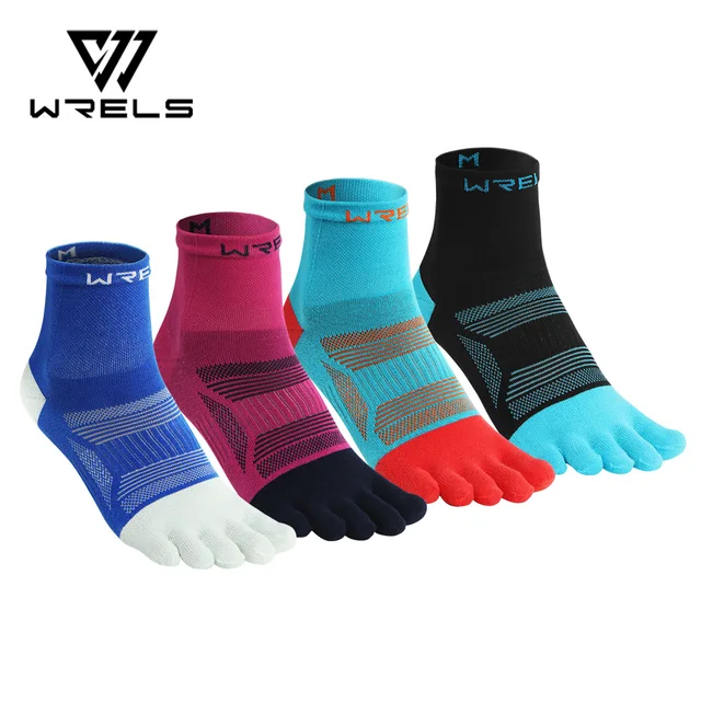 WRELS 1/2/3 paires chaussettes à orteils cinq Performance athlétique course évacuation de l'humidité anti-dérapant cinq doigts chaussettes à Compression orteil chaussettes 1