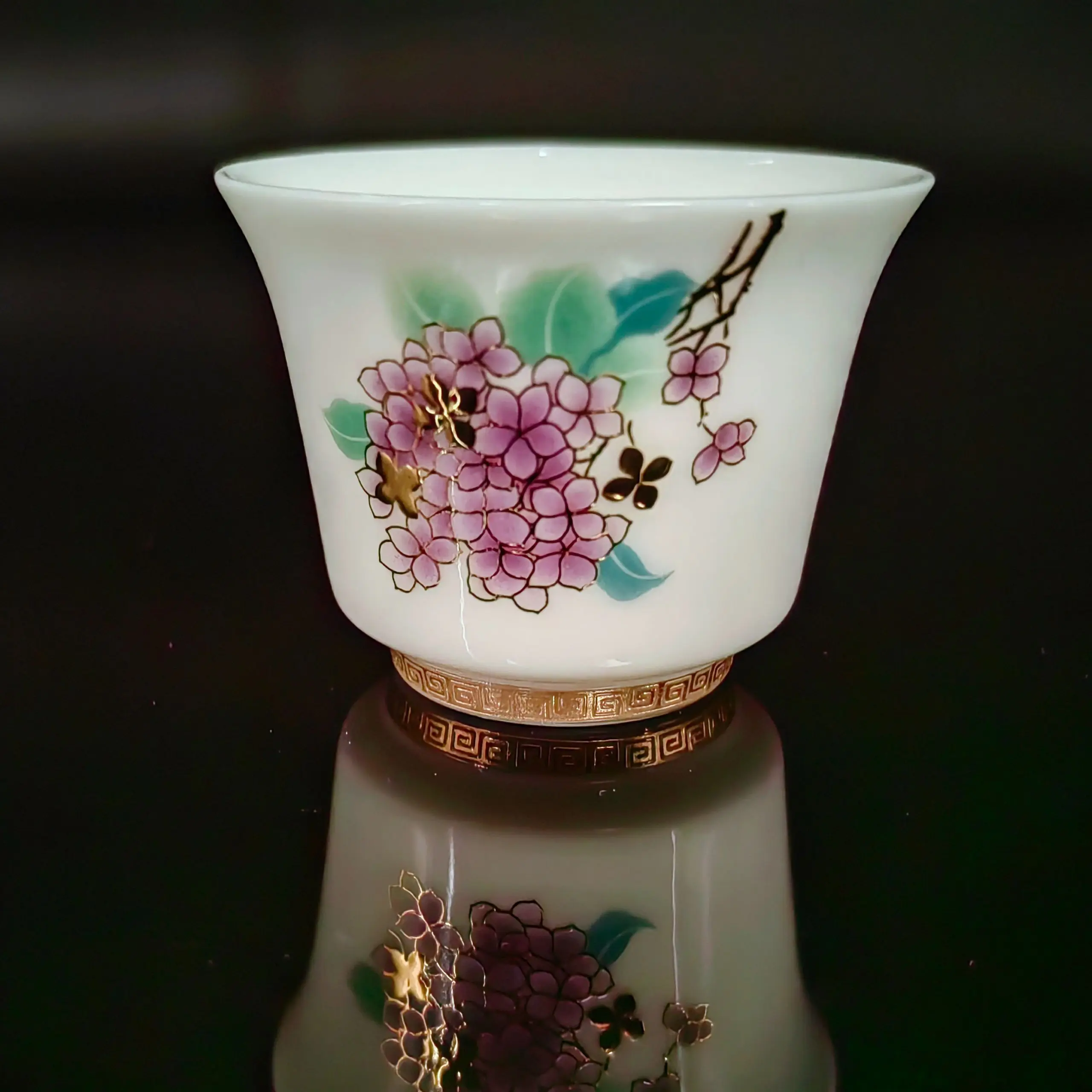Porcelain Ceramic Tea Cup For Chinese Kung Fu Puer Oolong Tea Aesthetic Lotus Jingdezhen tea cup