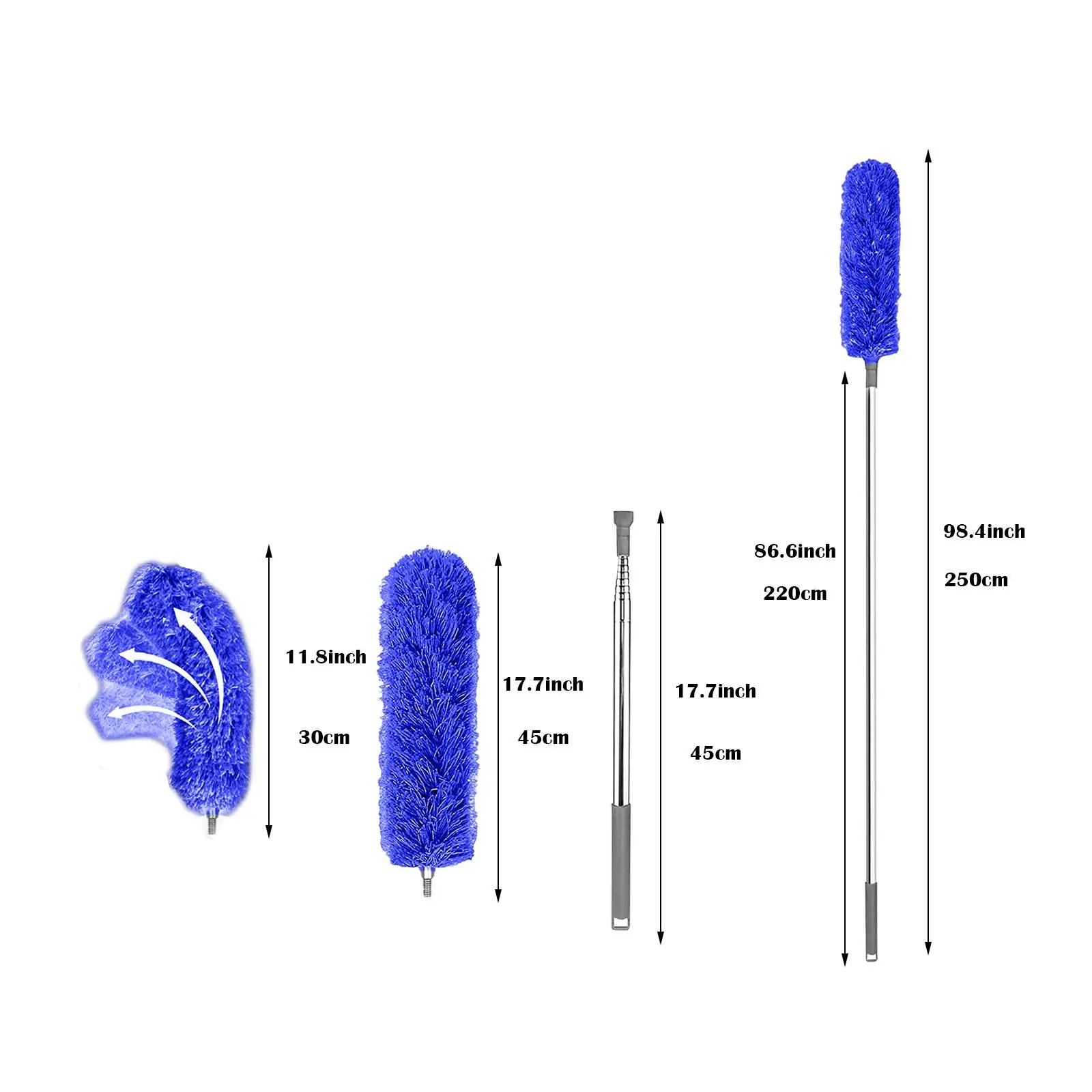 Gutter Brush Cleaning The Leaves, Debris And Twigs of Gutters Extendable Pole 86.6inch Gutter Cleaning Tool Adjustable Angle