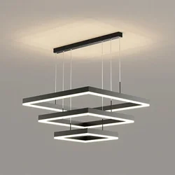 Modern Minimalism Led Chandelier Foyer Simple Pendant Chandelier Lighting Square Lustre Led Suspend Chandelier Lamp Led Light