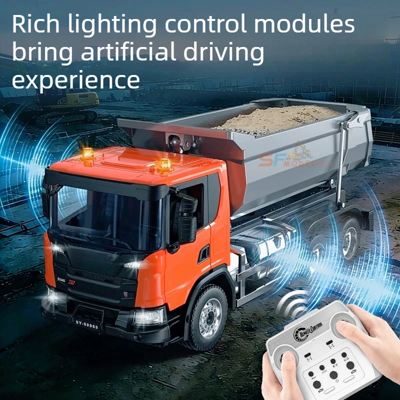 더블 E E593 RC카 1/20 G540 전동 RC 트럭 시뮬레이션 모델 조명 사운드 시스템 장착 장난감 덤프트럭 공식 라이선스
