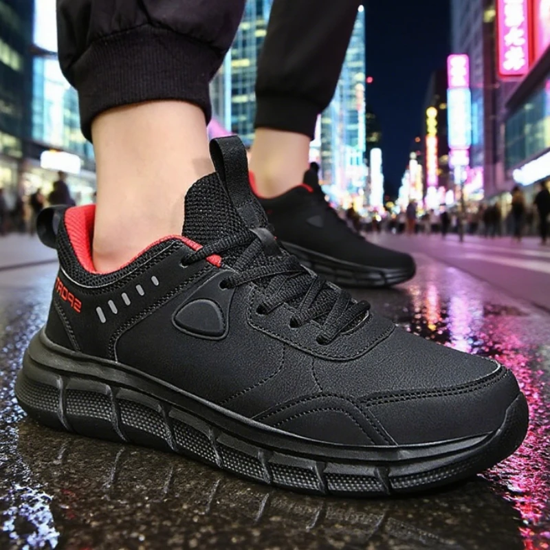 Men's Sneakers Classic Black Fashion Anti Slip Casual Outdoor Training Shoe Spring Autumn Lightweight Comfortable Work Shoes Men