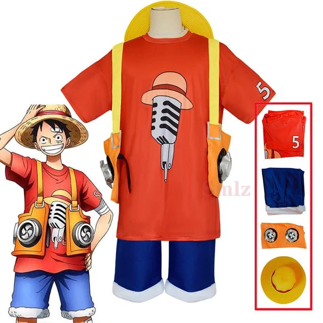 DAZCOS Luffy Cosplay Wano Country Anime Costume Outfit Shirt Pants