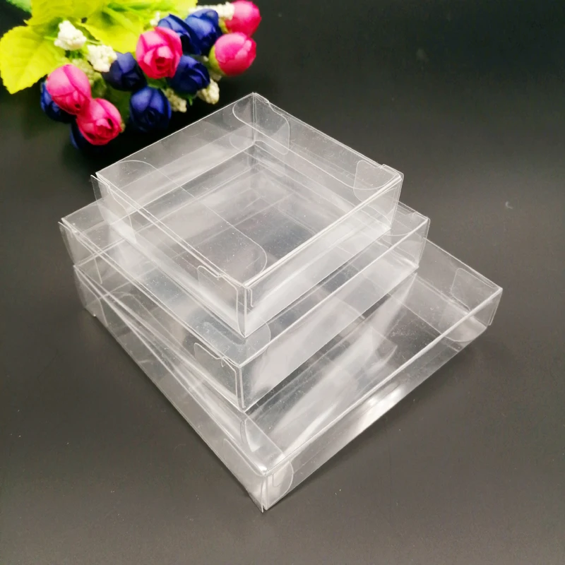 50pcs Ax8x8 Transparent Storage Boxes Clear PVC Plastic Box Packaging Wedding Christmas Gift Box for Jewelry Toy Small Gift Boxs