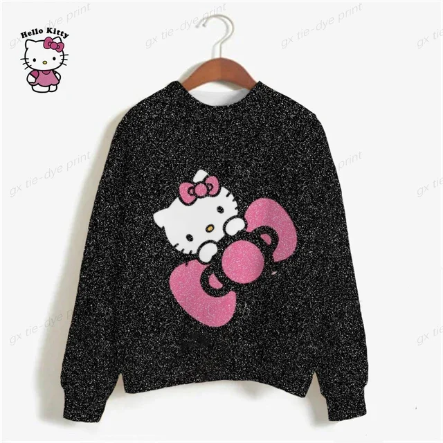 thumbnail image 1 of Sudadera de calle para mujer, sudaderas con capucha para mujer, sudaderas con estampado de dibujos animados, sudadera corta con estampado de HELLO KITTY para mujer, 1 of 5