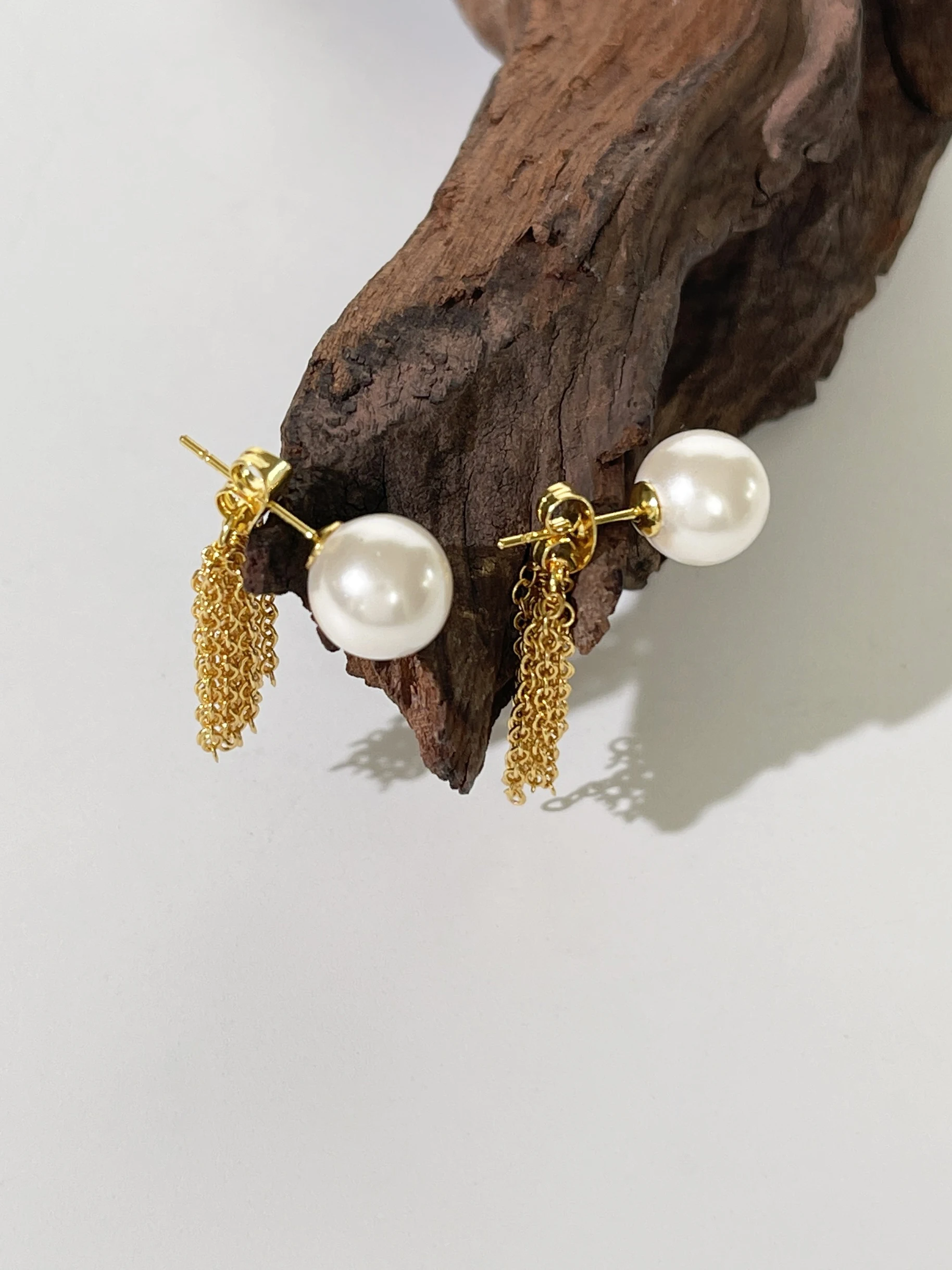 Orecchini Lunghi A Catena Con Nappina E Pendente A U - Argento, Gioiello Boho Per Donne E Ragazze, Fatto A Mano