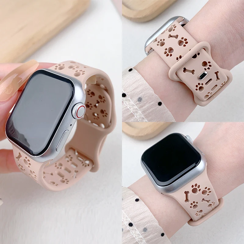 รูปสินค้า สายรัดข้อมือซิลิโคนลายอุ้งเท้าสุนัขสำหรับ Apple Watch