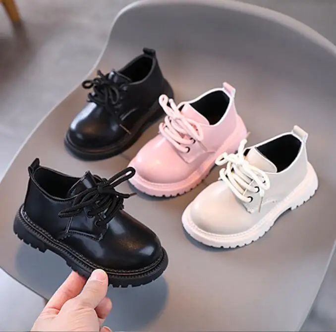 

Children Mary Janes Elegant Four Seasons Soft Girl's Leather Shoes Black White Classic Shallow 21-30 Toddler Kids Princess Shoes