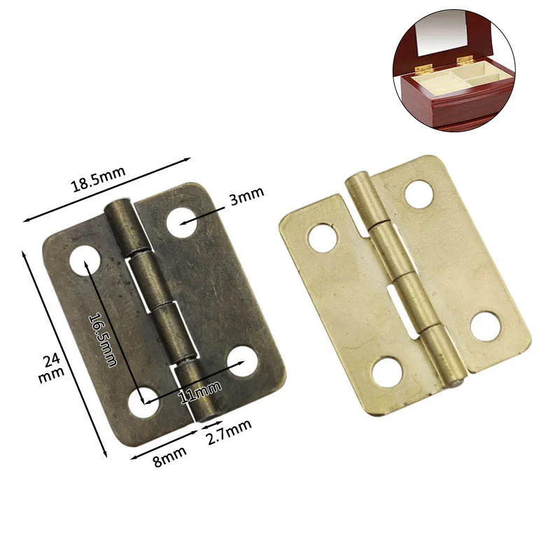 10/20/40Pcs петли для ворот Antique Bronze Cabinet Hardware Hinges Jewelry Boxes Small Hinge With Screws DIY Crafts Tool 24*18mm