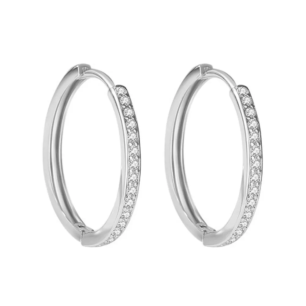 925 فضة 8/12/16/20 مللي متر الزركون هوب أقراط للنس...