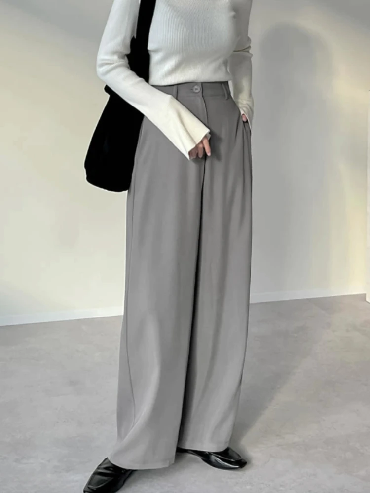 Scimitar Women's Pants Loose Wide Leg Casual Pants Korean Fashion Trousers High Waist Office Solid Color Loose Banana Pants 2