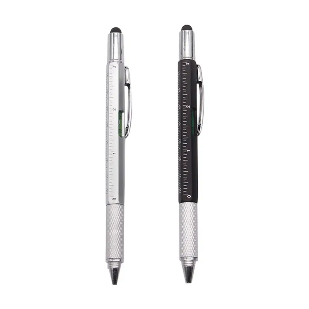 6 in 1 Capaciative pen With Scale Gadget Level Meter Flat-blade Screwdriver Replacement refill Ballpoint Pen Cross Screwdriver