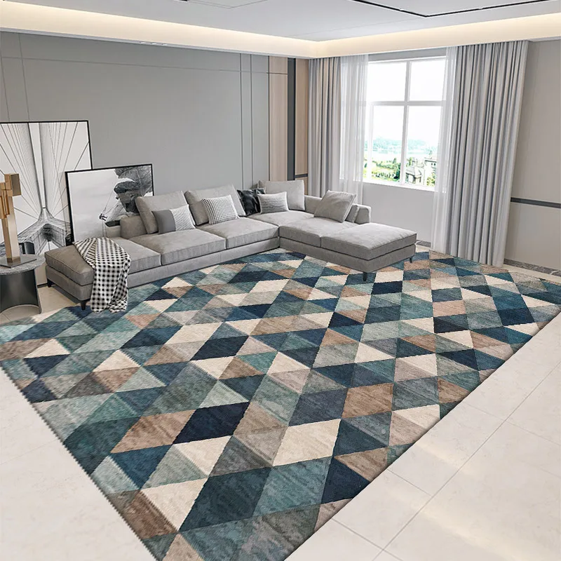 Nordic Geometric Print Living Room Bedroom Crystal Velvet Non-Slip Dirt Resistant And Easy To Care Carpet Home Decor Floor Mat