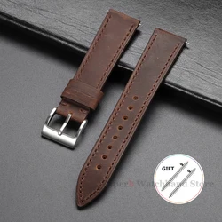 Vintage Retro Genuine Leather Watch Band - Quick Release Soft Strap - 18mm (Dark brown)