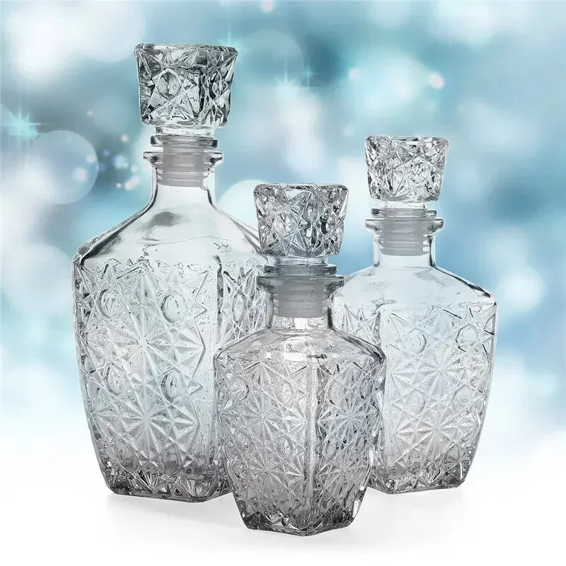 1Pcs 200ML/500ML/850ML Crystal Whiskey Wine Shot Glass Bottle + Cap Stopper Drinking Bar Decanter