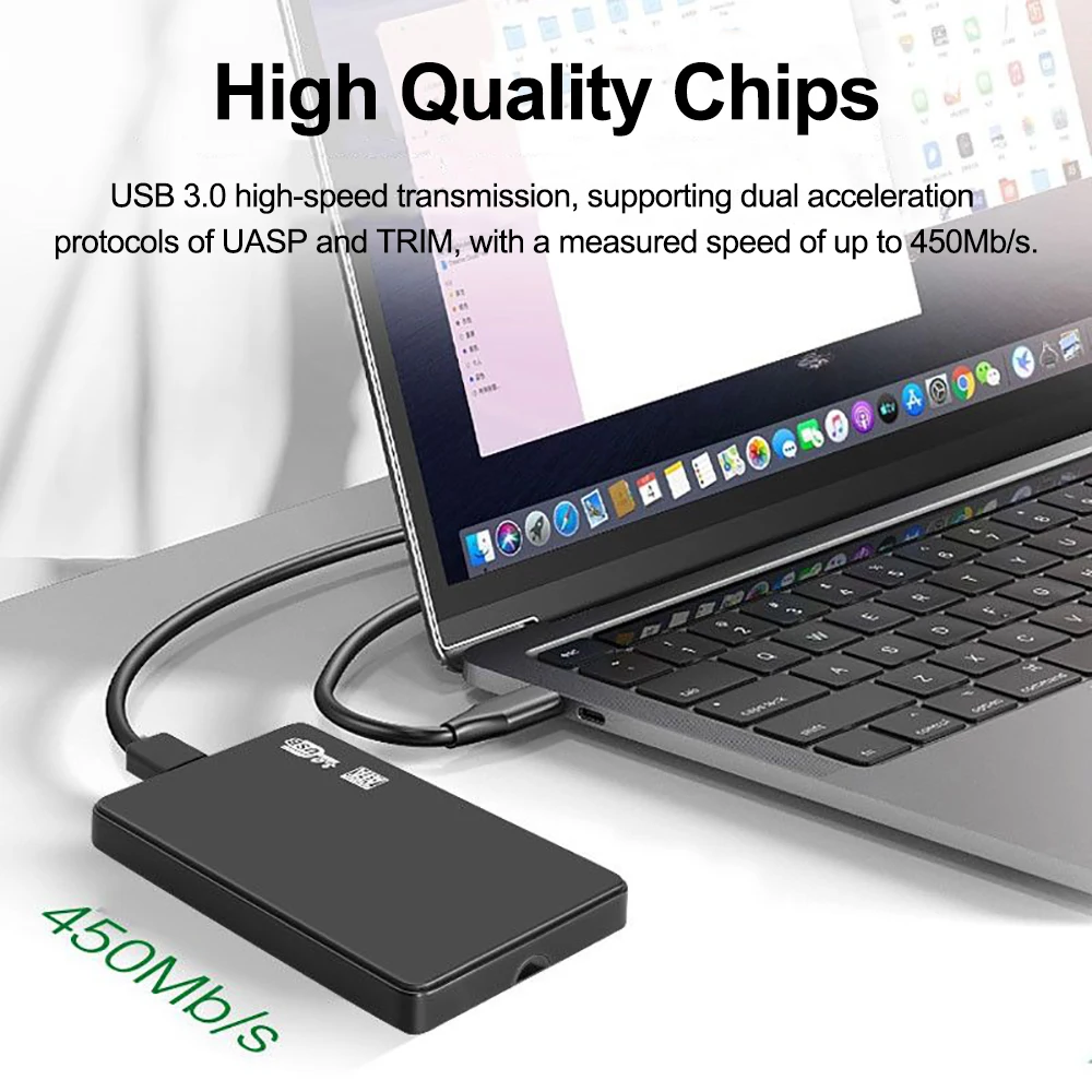 케비두메이 2.5인치 SATA to USB3.0 HDD 인클로저 (USB3.0 케이블 포함) 모바일 하드 드라이브 ABS 케이스 SSD 외장 스토리지 HDD 박스 (노트북용)