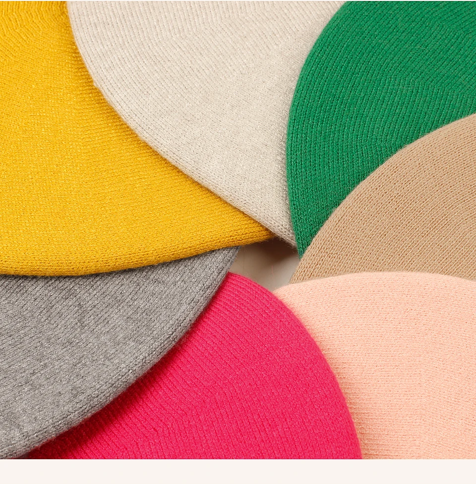 Hot Sale Geebro Women's Cashmere French Hat Causal Plain Knit Wool Soft Berets for Ladies Knitted Artist Beret Cap Hats_voghion.com