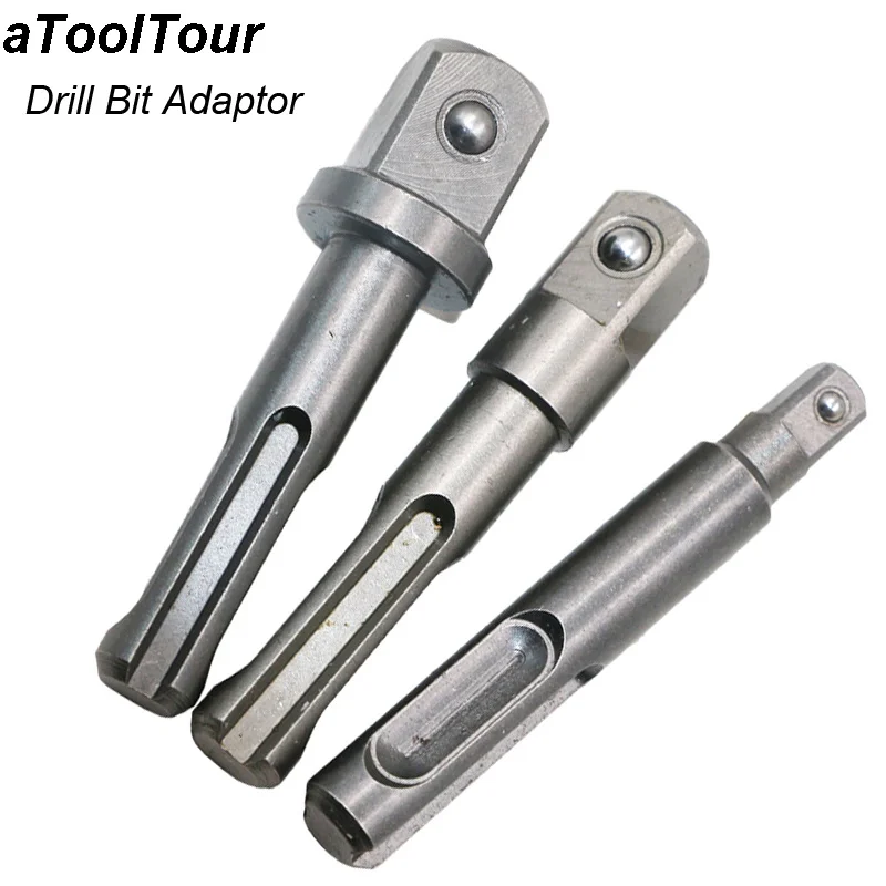 SDS Plus Socket Driver Drills Set Drill Bit Adaptor 1/4" 3/8" 1/2" Chrome Vanadium Steel Socket