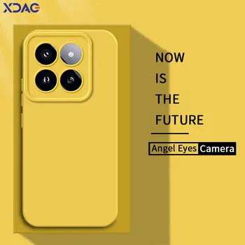 럭셔리 엔젤 아이즈 스퀘어 액체 실리콘 휴대폰 케이스, 샤오미 미 14 프로, 샤오미 14, 14 프로, 5G 360, 부드러운 충격 방지 뒷면 커버 아머