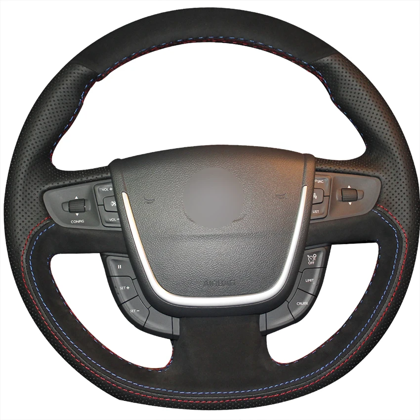 Super Soft Black Genuine Leather Suede Car Steering Wheel Cover For Peugeot 508 Steering