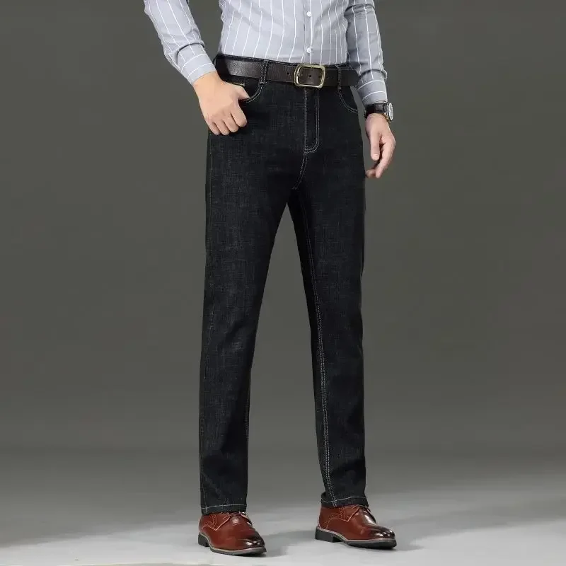 Jeans Da Uomo Pantaloni Da Cowboy Elasticizzati Elasticizzati Da Uomo Con Tasche Pantaloni Da Lavoro Dritti Di Alta Qualità Eleganti Lavati Larghi Xs 