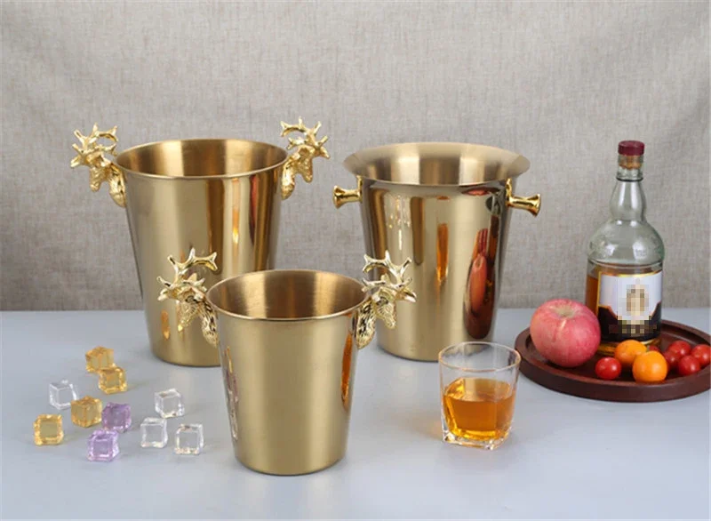 European champagne barrel rack stainless steel ice bucket bar KTV Wine Chiller Bottle Cooler Beer Chiller Ice Barrel Silver Gold