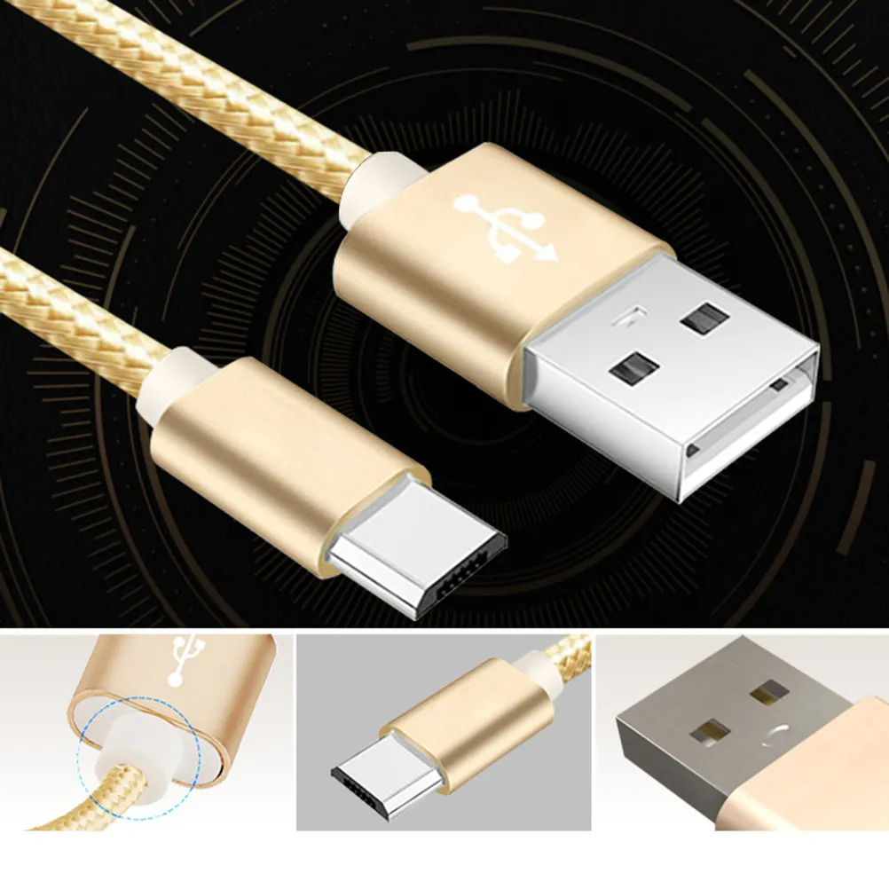 마이크로 USB 나일론 편조 충전 케이블 빠른 데이터 동기화 휴대폰 태블릿용 고강도 알루미늄 케이싱 마이크로