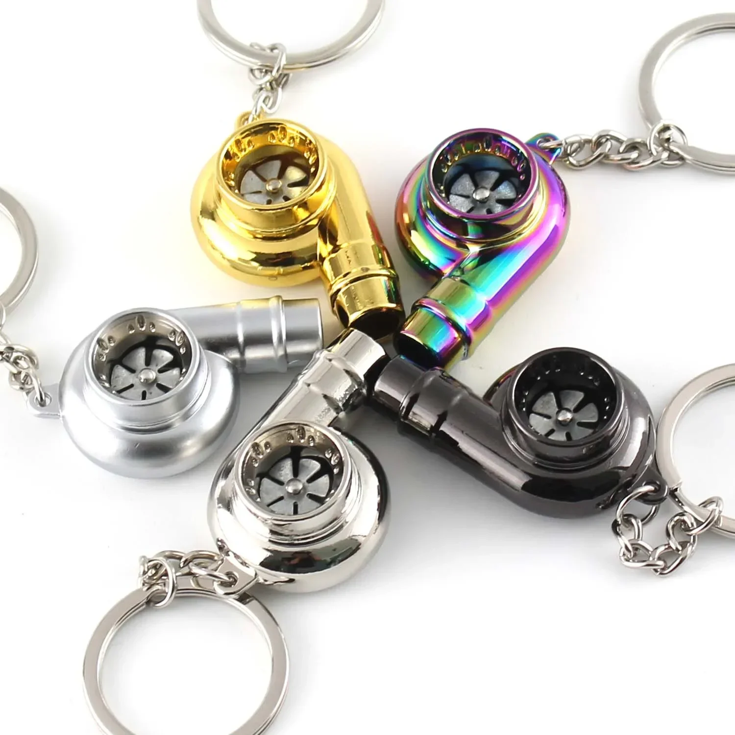 

Whistle Sound Turbo Keychain Sleeve Bearing Spinning Auto Part Model Turbocharger Key Chain Ring Keyfob Keyring