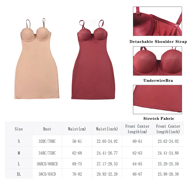 Women Body Shapewear Dress Push Up Slimming Control Slips Sexy Underdress With Cup Tummy Control Waist Trainer Lingerie,body shaper