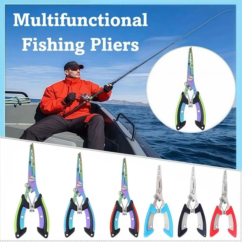 Multifunctional Fishing Needle Nose Pliers Stainless Steel Lock Design Fishing Pliers Pocket Design Lightweight Lure Pliers