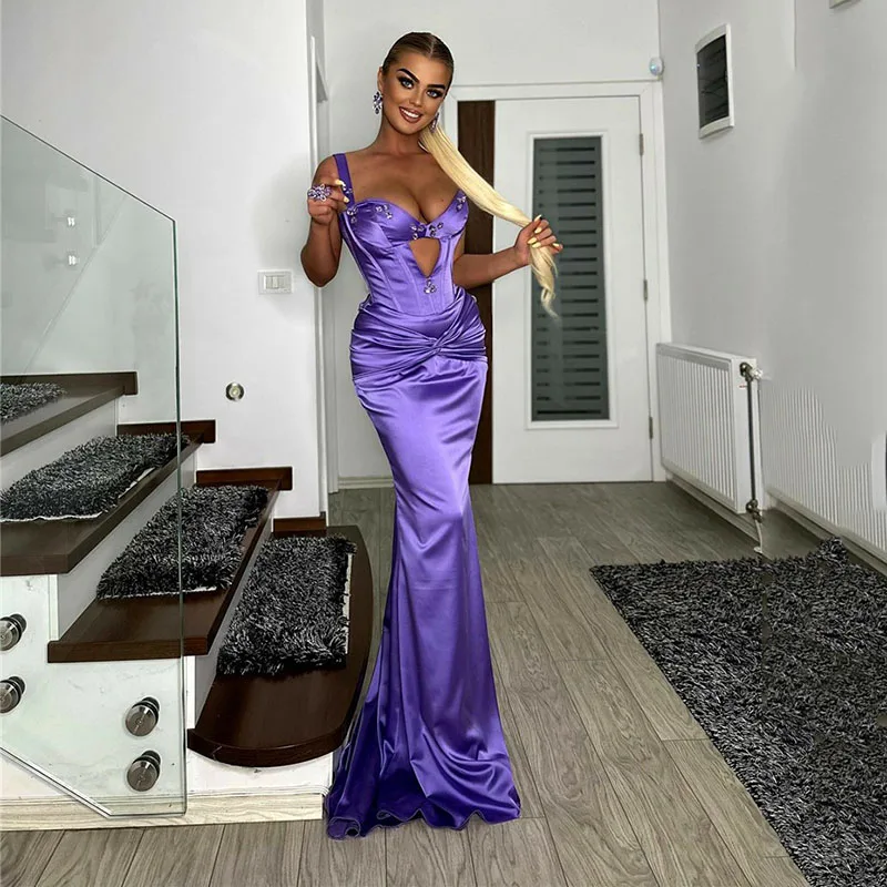 

Smileven Spaghetti Straps Mermaid Evening Dresses Sweetheart Prom Gowns Robe De Marieer Sexy Pleats Evening Party Dress 2023