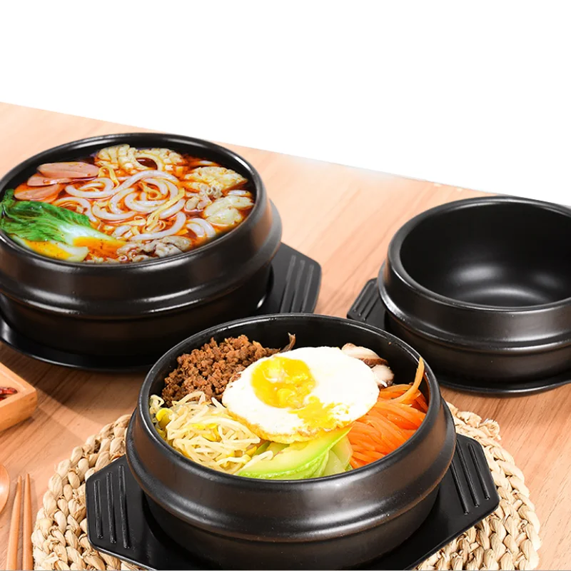 Classic Korean Stone Pot Cuisine Sets Soup Ramen Bibimbap Dishes Dolsot  Cooking Pot Stew Pot With Tray Kitchen Cookware - AliExpress