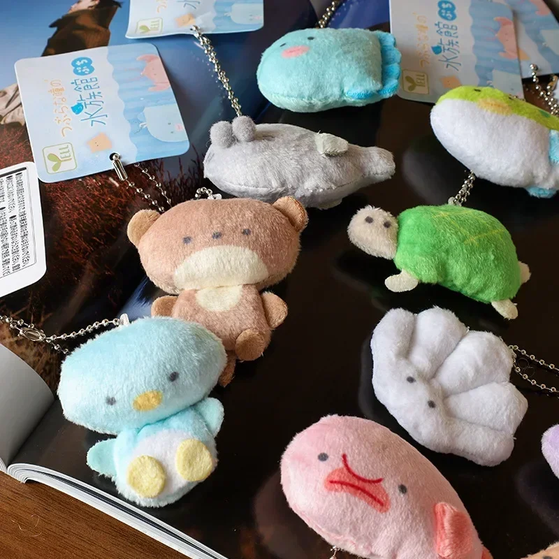 5cm Aquarium Series Plush Backpack Pendant Sharks Walruses Seals Sea Otters Penguins Doll Toys Key Chain Birthday Gifts for Kids 2