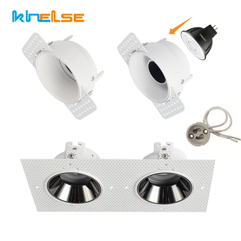 Trimless Plastering LED Downlight Bracket Adjustable Recessed Ceiling Spotlight Frame Socket GU10/MR16 Lamp Holder Fitting anti glare led downlight recessed 6w led ceiling spotlight round aluminum downlight for bedroom and living room