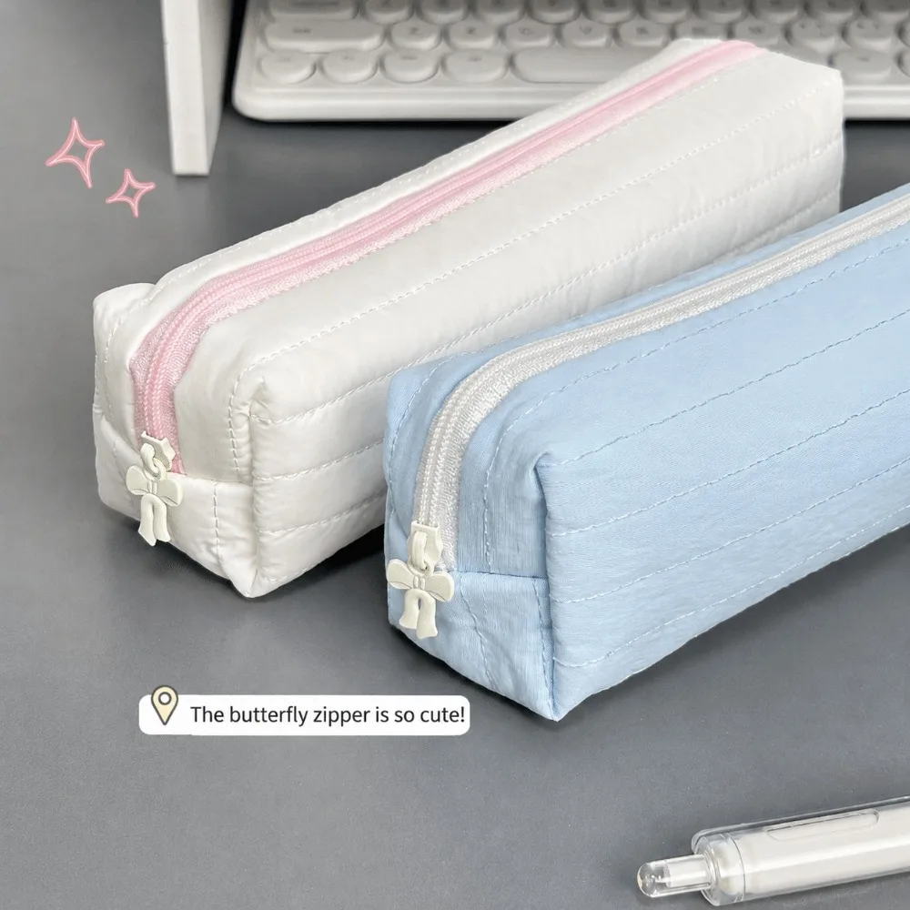 Astuccio portatile color crema, borsa portaoggetti multifunzionale di grande capacità, organizer per cancelleria, materiale scolastico - immagine 2