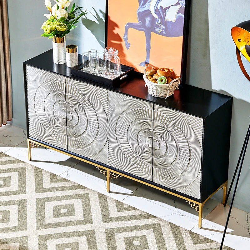 

New Chinese Style Entrance Cabinet Living Room Storage Cabinet Wall Storage Partition Shoe Cabinet Solid Wood Sideboard