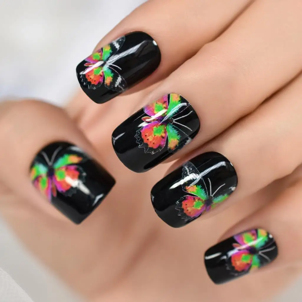 Special Design Press-On Nails - Medium Short Square Glossy Fingernails (24pcs/Set)