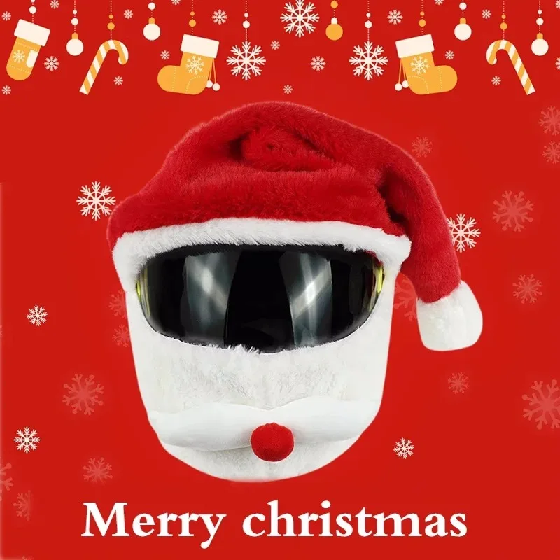 Helmet Protection, Cartoon Plush Suit for Motorcycle Full Face Protection, Christmas Hat Decoration Cap (excluding Helmet)