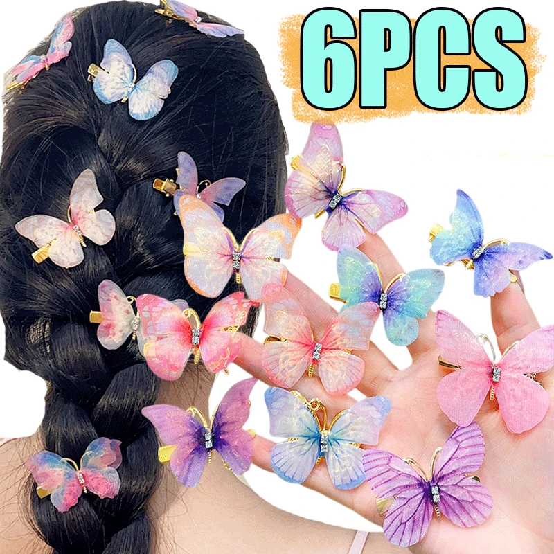 

New Cute Gradient Colorful Butterfly Hairpin For Women Girls Sweet Hair Ornament Clip Barrette Headband Fashion Hair Accessories