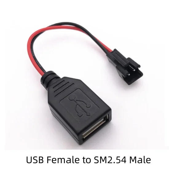 10cm USB Female To SM2.54-2P Terminal Plug Wire Toy Remote Control Boat Car battery pack USB Charging Cable type c cable