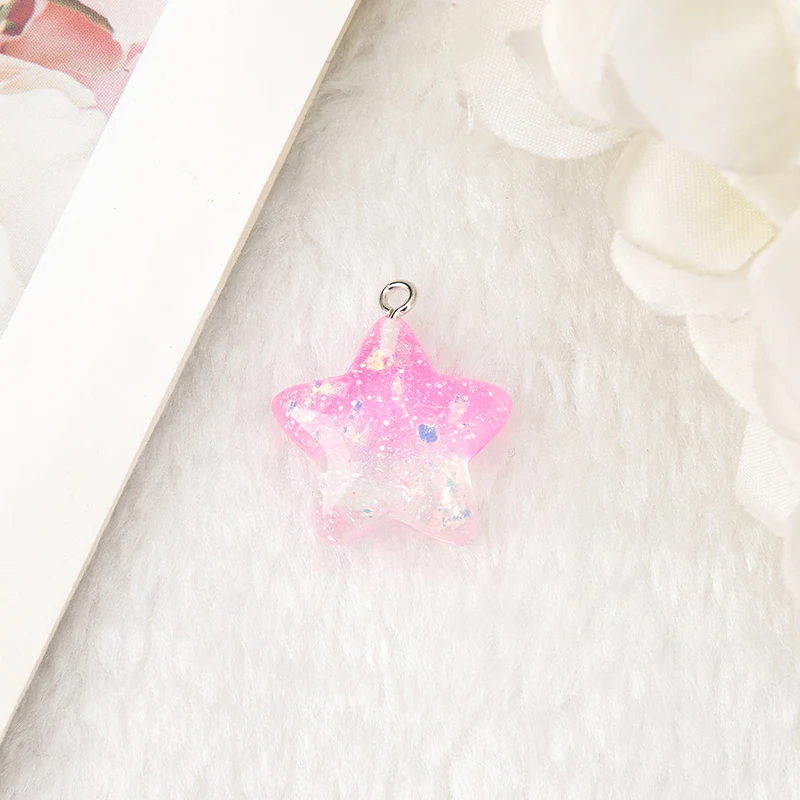 18Pcs 23*23mm Star Charms Resin Cabochons Flatback Colorful Candy For DIY Jewelry Making Hair Accessories