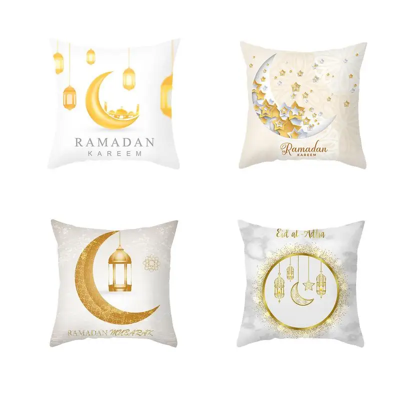 

4pcs Eid Mubarak Pillowcase Decor for Home Sofa Cushion Cover Islamic Ramadan Kareem Decoration Mosque Muslim Pillow Cover Gift