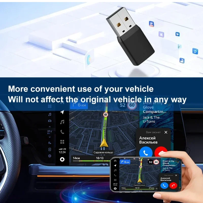 Mini Adattatore Wireless CarPlay Android Auto Wireless Dongle Wifi 5.8G Auto Connect Box Per iPhone Telefono Android Per Volvo Benz VW - Image 4