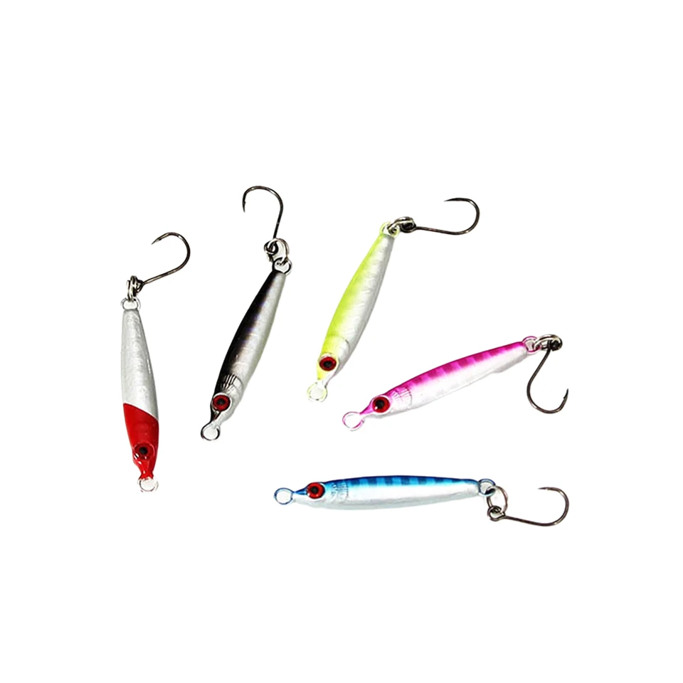 MUKUN 5PCS Mini Metal Jig Spoon Fishing Lure 3g/5g Fish Small Fish With Single Hook Sea Bass Fishing Lure 3