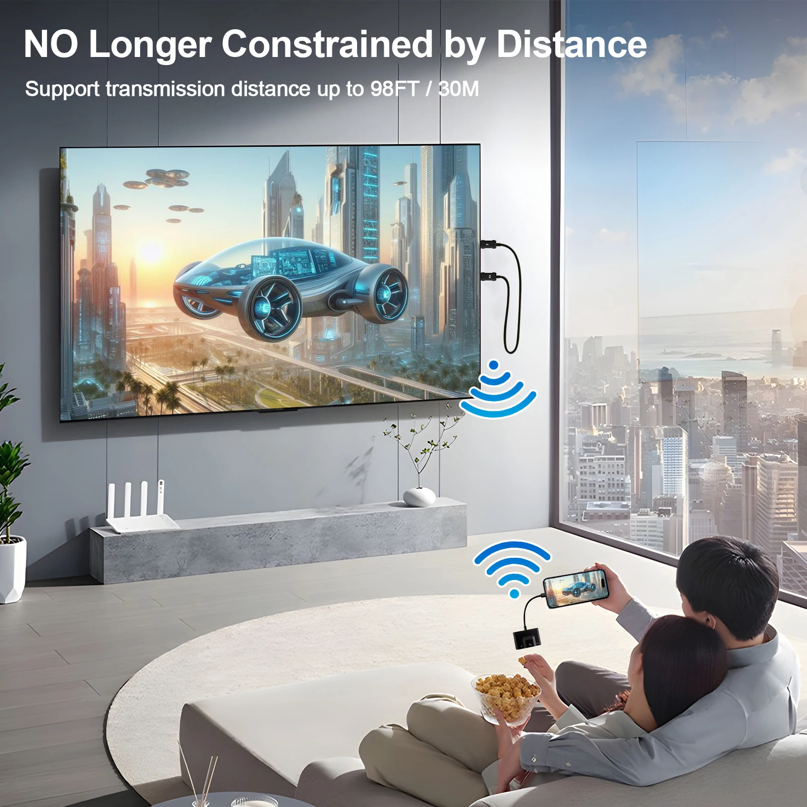 Wireless USB C to Transmitter and Reciever Adapter, Wireless Display Adapter Extender Streaming Video/ Audio to TV/ Projector, wireless video adapter