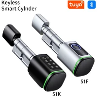 Keyless Smart Cylinder Lock with Tuya Smartlife App RFID NFC IC Card Pin Code/ Fingerprint Mechanical Key Unlock support Gateway