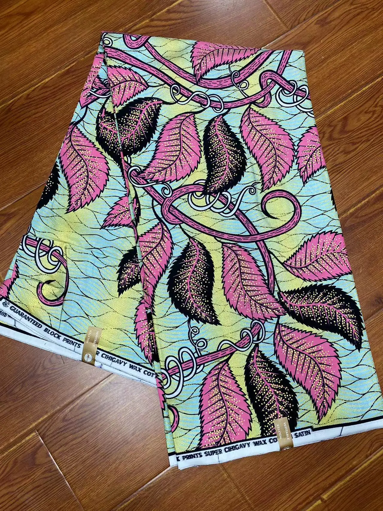

2023 African Grand Glam Glitter Golden Wax Fabrics Soft Ankara Tissu Sewing For Wedding Dress satin 100% Cotton 3-5